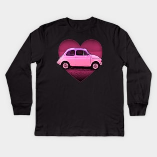 The Neon Pink Fiat 500 Lover Kids Long Sleeve T-Shirt